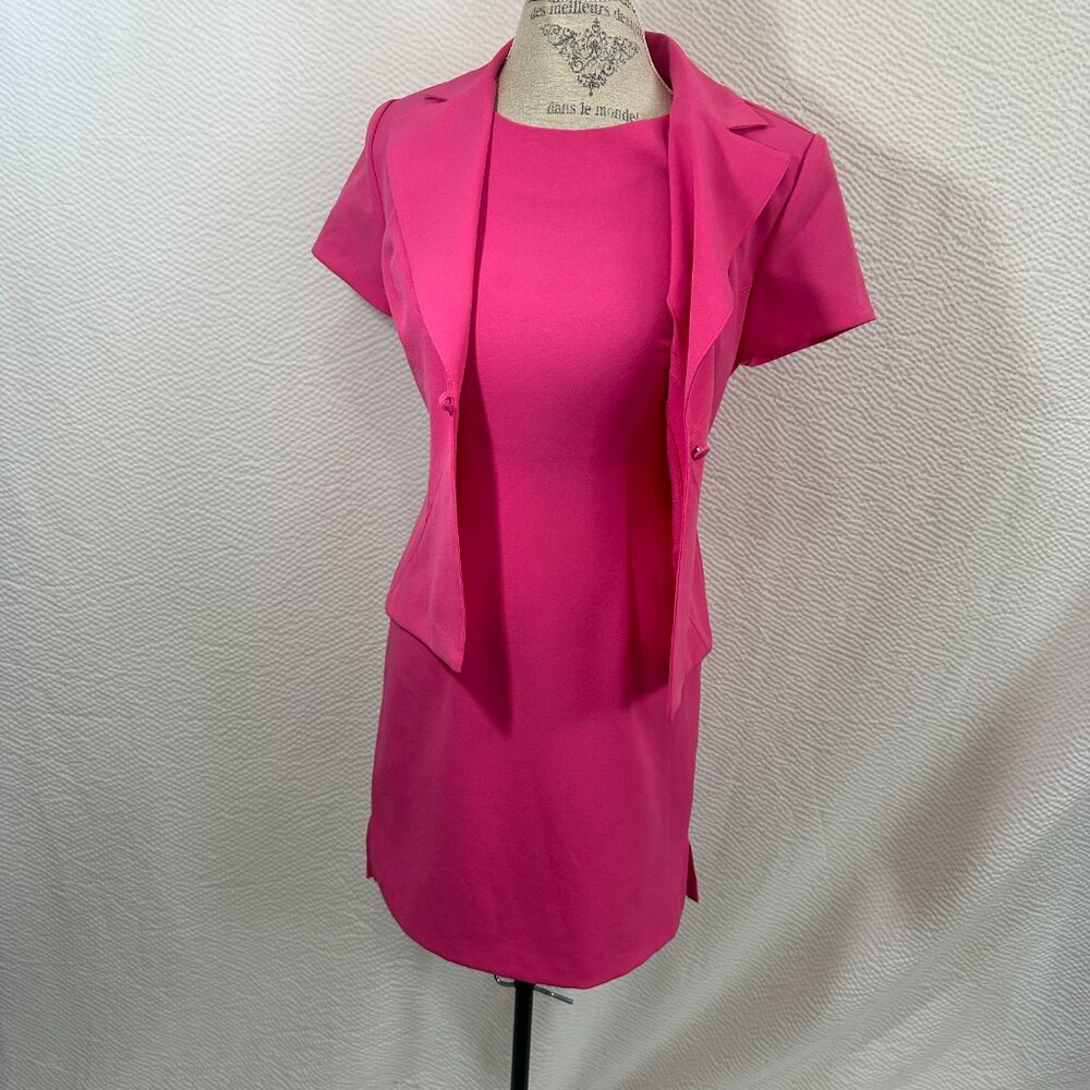Vintage Dawn Joy 2 pc business casual Sheath Dress & Jacket Bubble Gum Pink - Picture 5 of 11